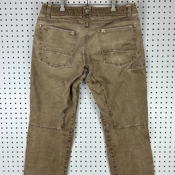Kuhl Hot Rydr Plaid Lined Pants 36x32 Khaki Brown Hiking Distressed Worn Outdoor - Picture 5 of 11